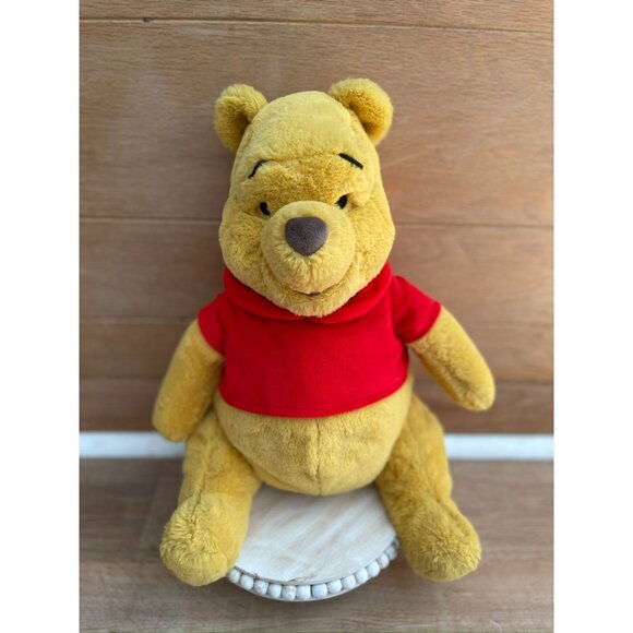 EUC Disney Winnie The Pooh Plush Stuffed Toy 17" Yellow & Red Shirt Soft Collect - Picture 1 of 5